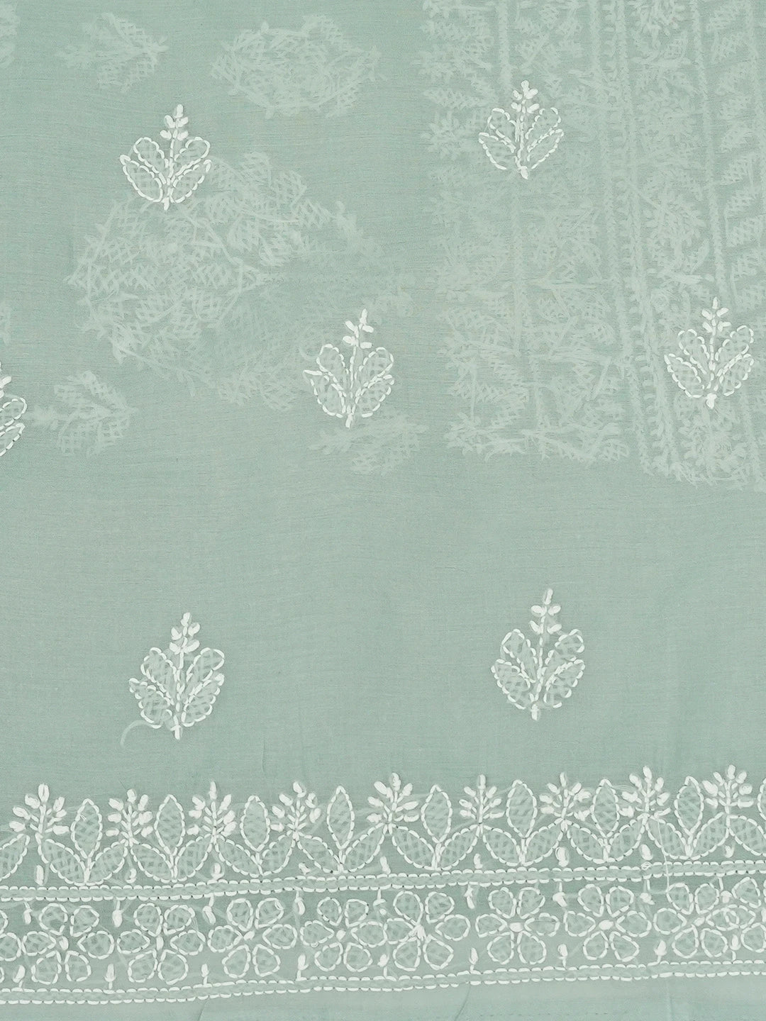 Ada Hand Embroidered Grey Cotton Lucknowi Chikankari Unstitched Suit Piece 01A670950