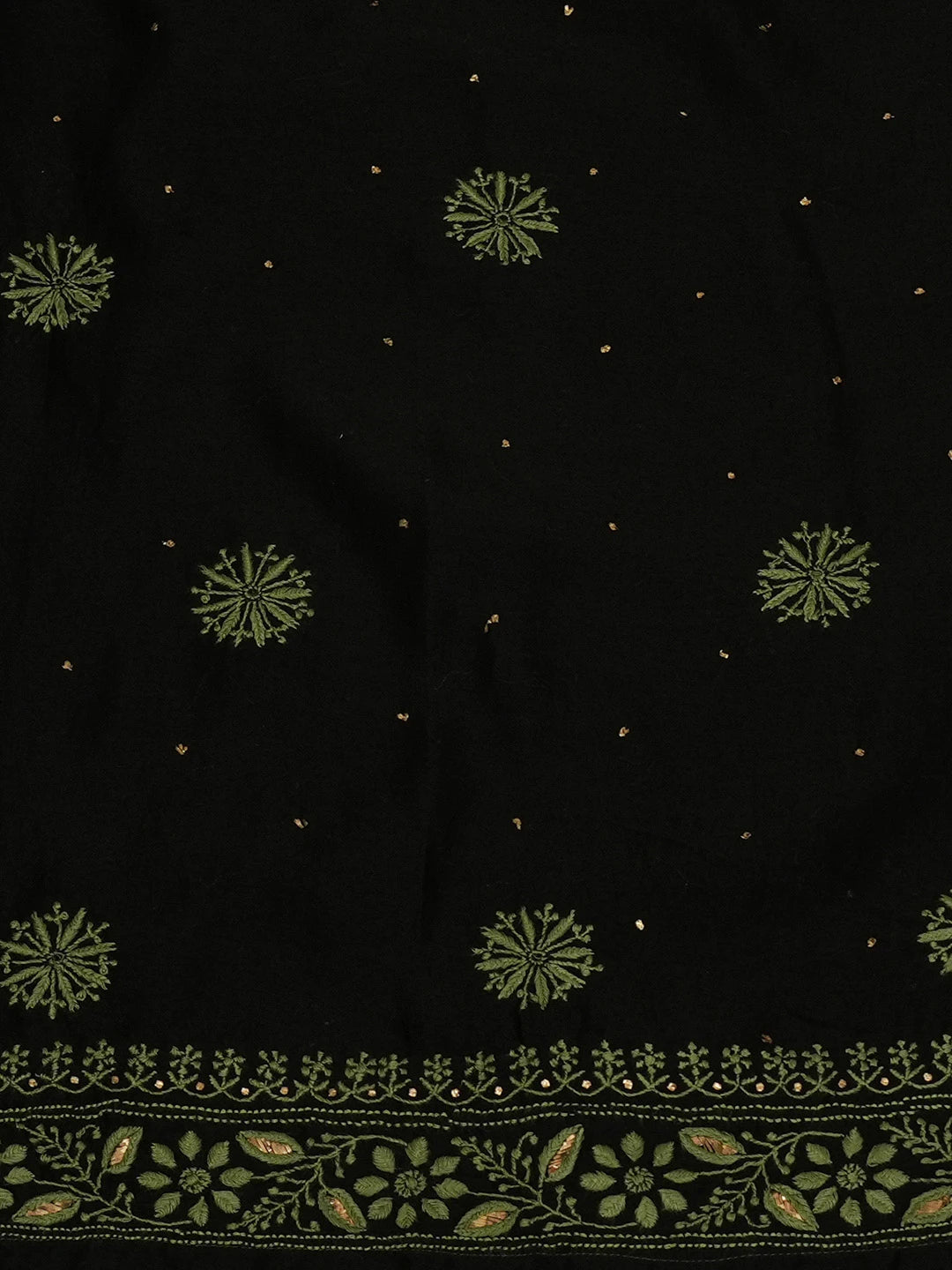 Ada Hand Embroidered Black Chanderi Lucknowi Chikankari Semi-Stitched Kurta Piece with Muqaish Work 01A174969
