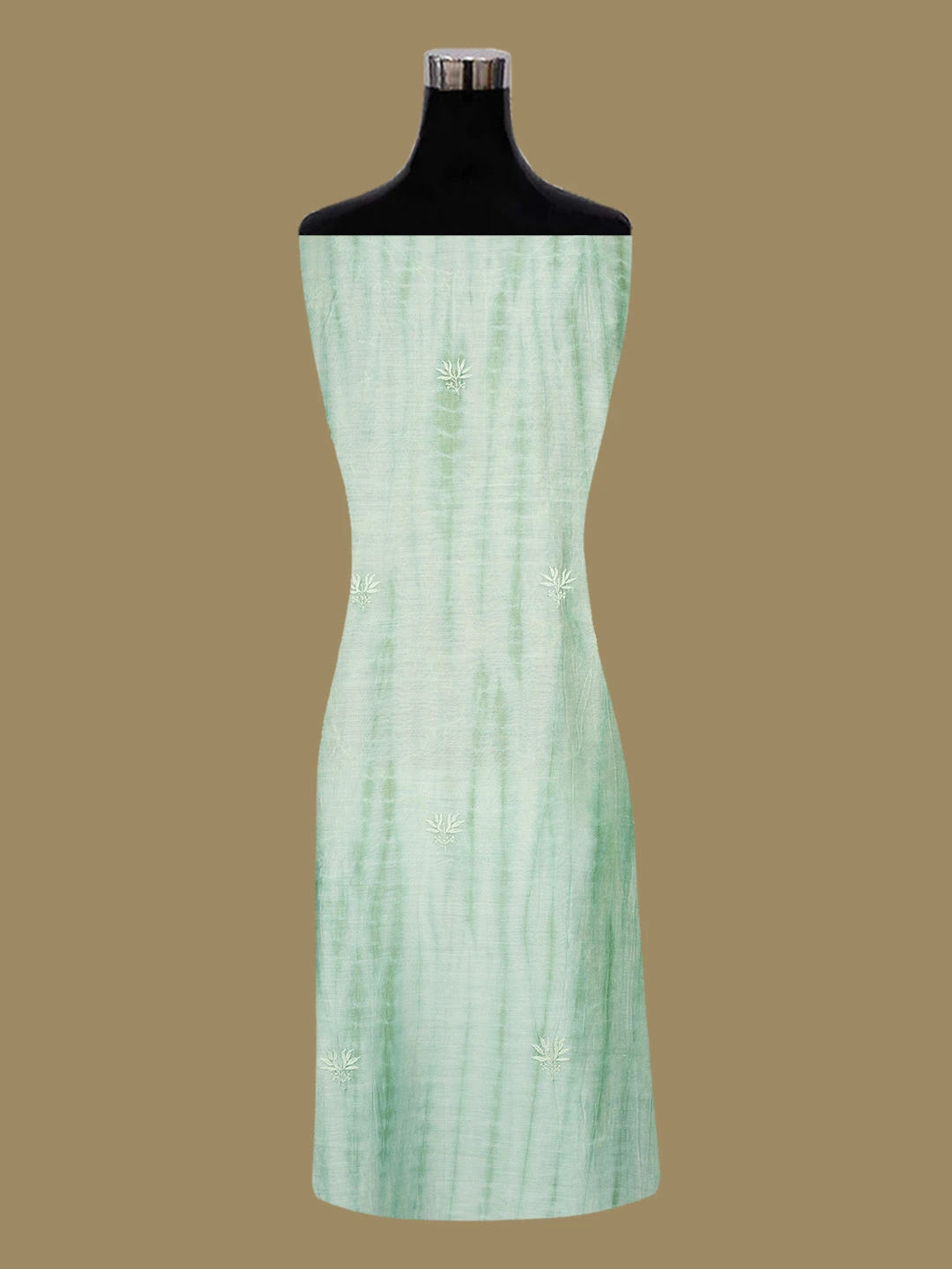 Ada Hand Embroidered Teal Green Chanderi Lucknowi Chikankari Unstitched Kurta Dupatta Set 01A641920