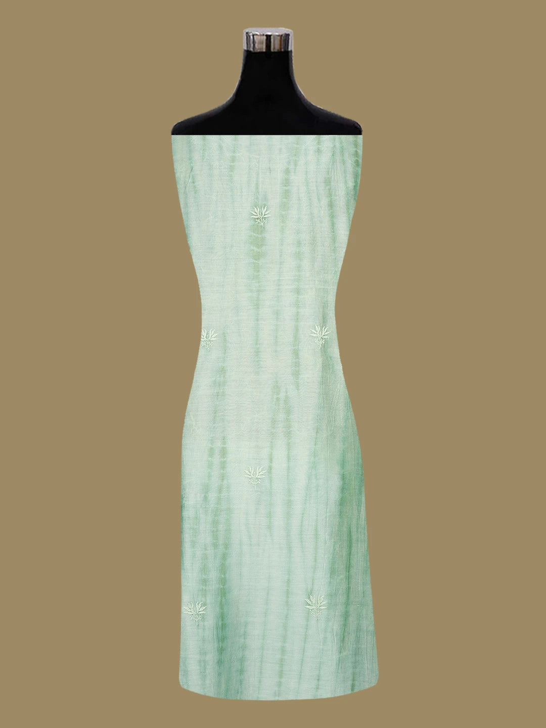 Ada Hand Embroidered Teal Green Chanderi Lucknowi Chikankari Unstitched Kurta Dupatta Set 01A641920
