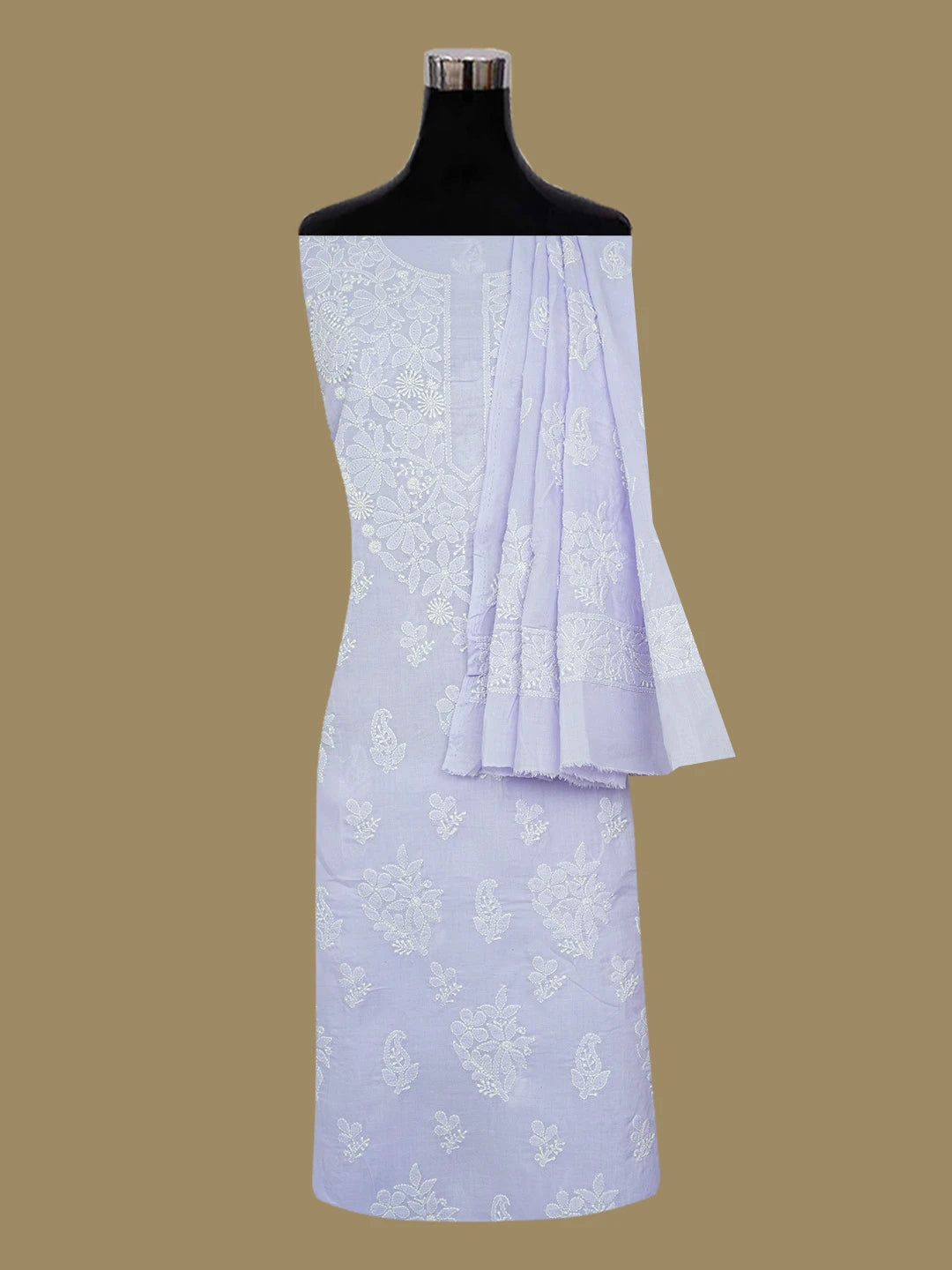 Ada Hand Embroidered Mauve Cotton Lucknowi Chikankari Unstitched Suit Piece 01A670777