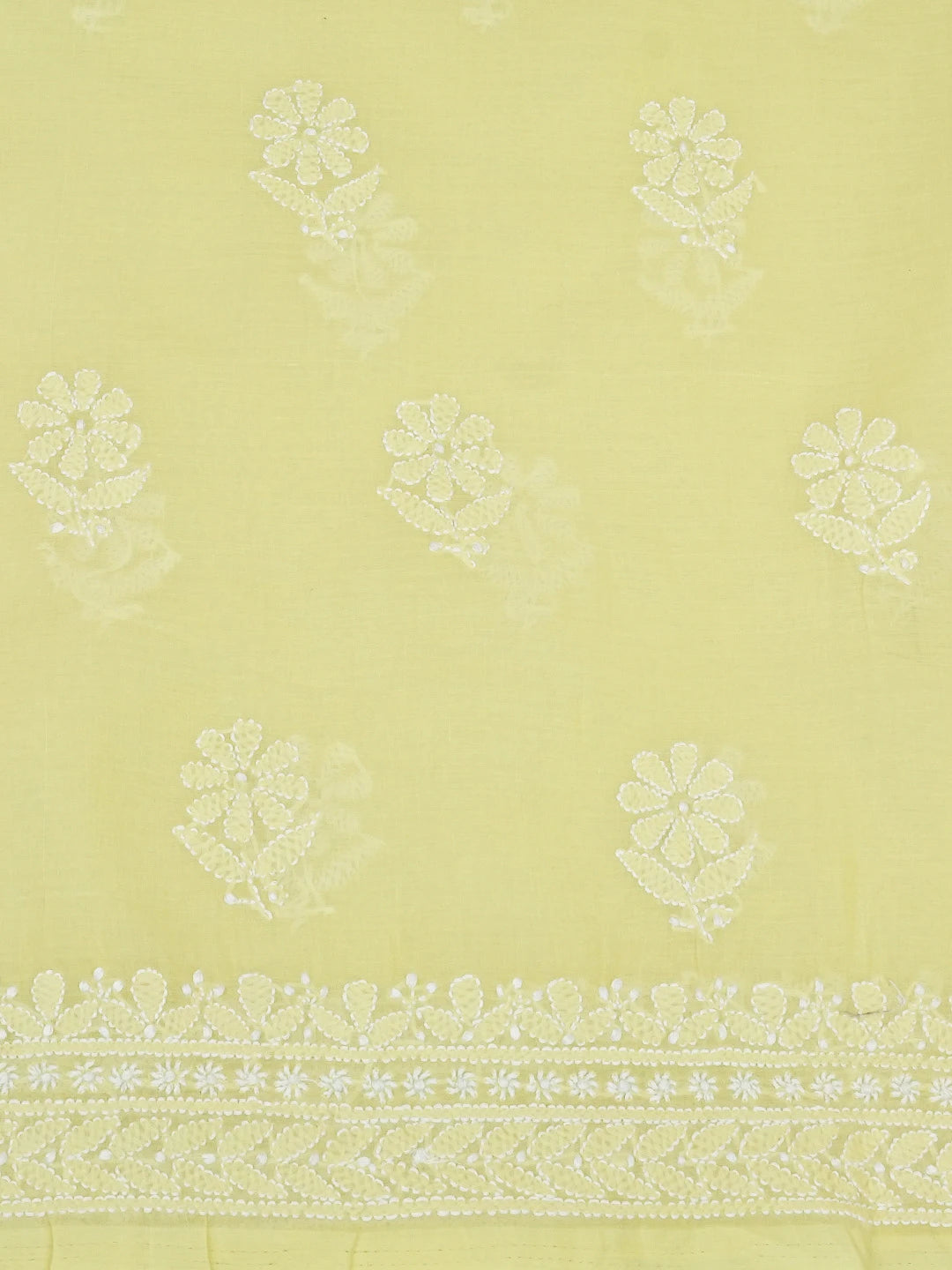 Ada Hand Embroidered Lime Green Cotton Lucknowi Chikankari Unstitched Suit Piece 01A670314
