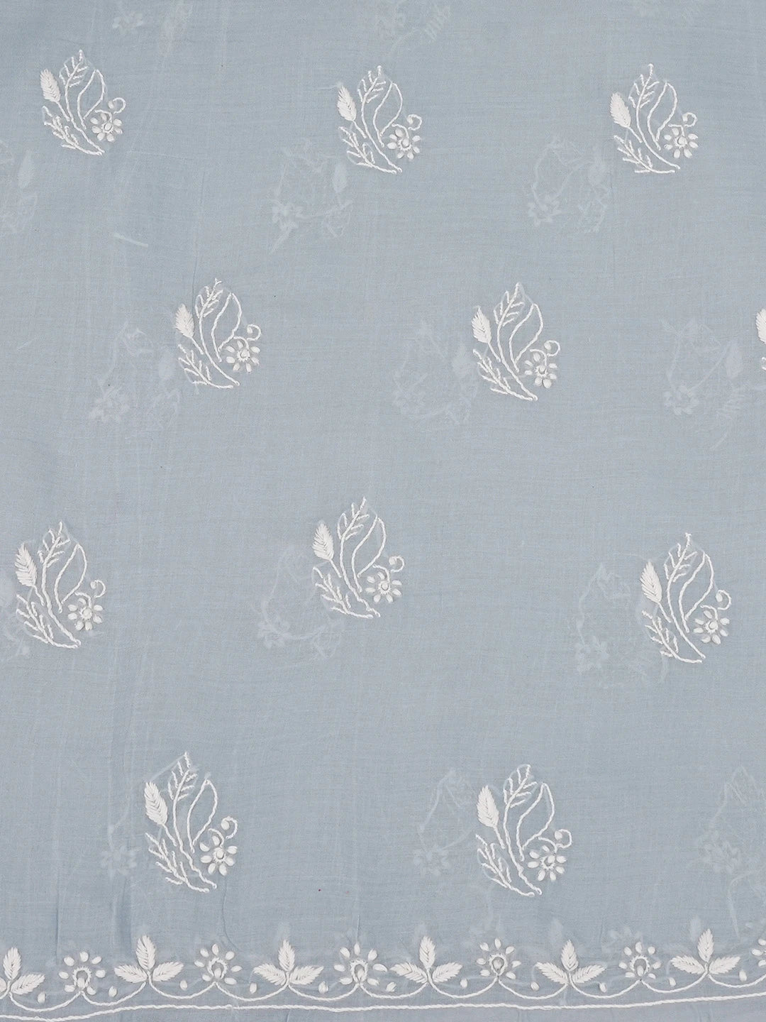 Ada Hand Embroidered Grey Cotton Lucknowi Chikankari Unstitched Suit Piece 01A670310