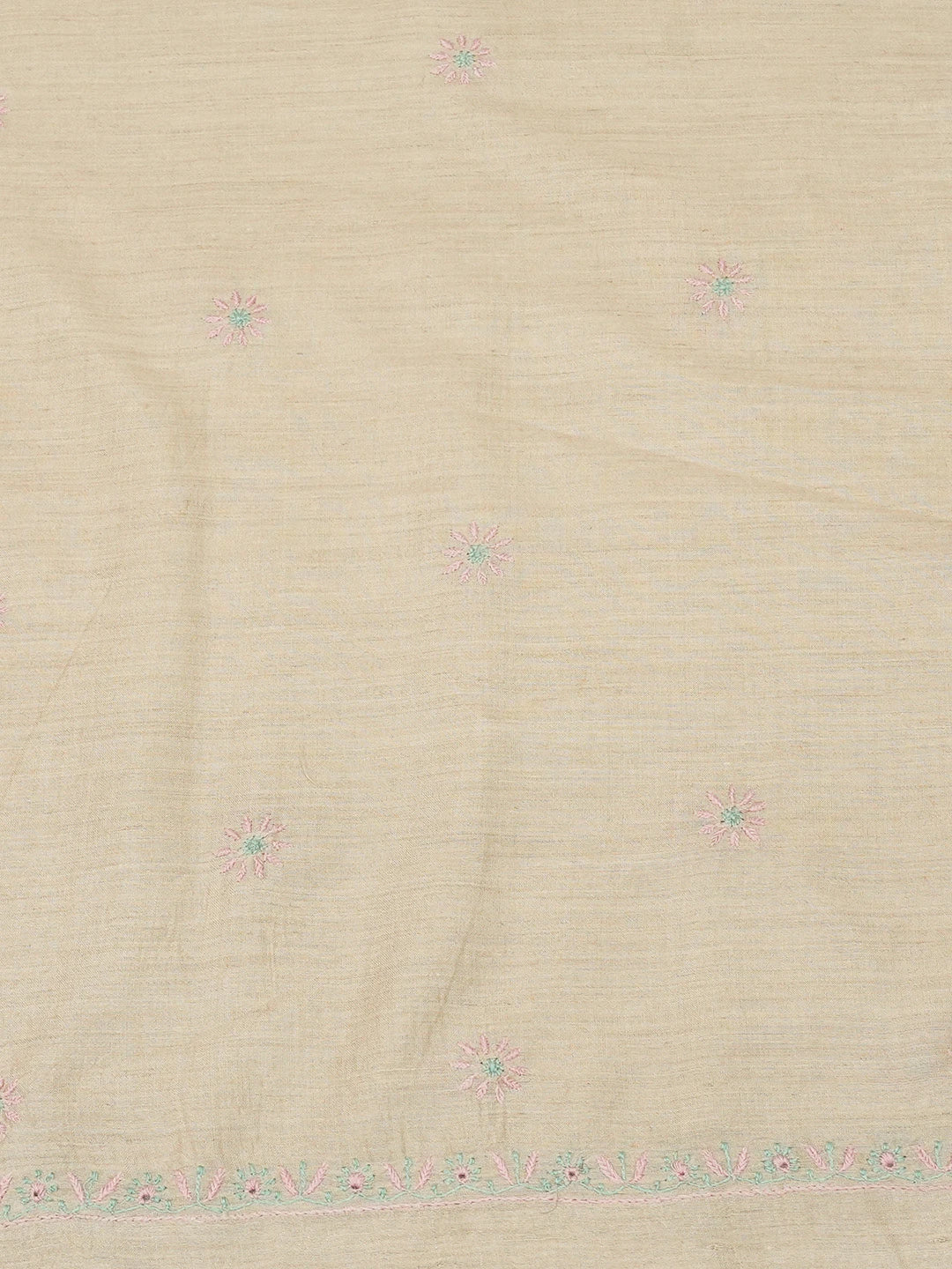 Ada Hand Embroidered Fawn Moonga Silk Lucknowi Chikankari Unstitched Kurta Dupatta Set 01A634590