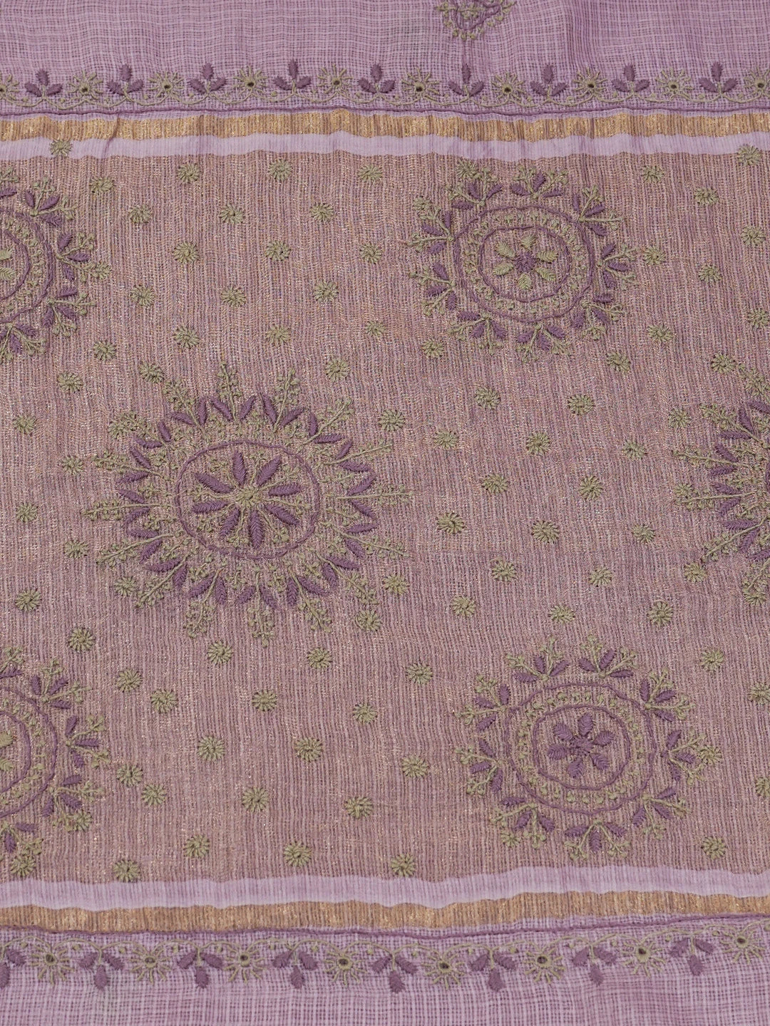 Ada Hand Embroidered Mauve Kota Silk Lucknowi Chikankari Saree and Blouse 01A604709