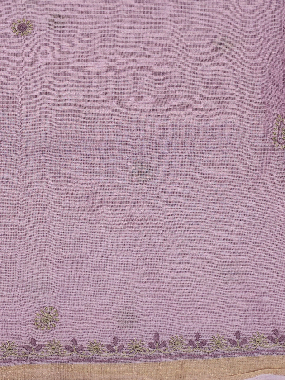 Ada Hand Embroidered Mauve Kota Silk Lucknowi Chikankari Saree and Blouse 01A604709