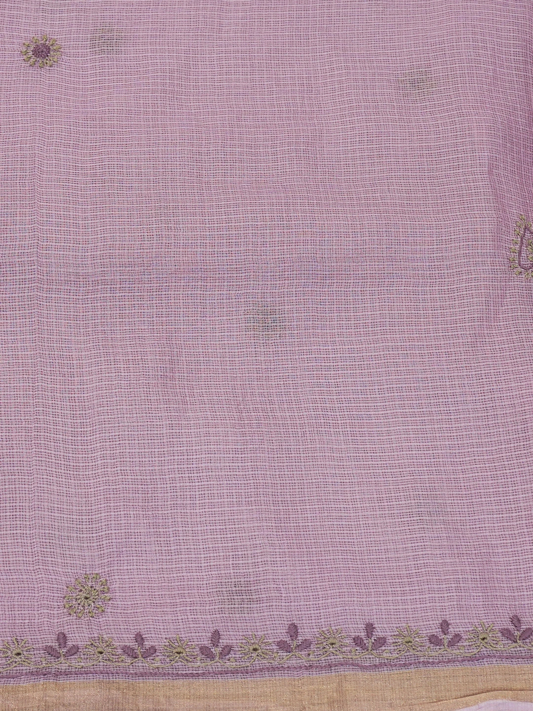 Ada Hand Embroidered Mauve Kota Silk Lucknowi Chikankari Saree and Blouse 01A604709