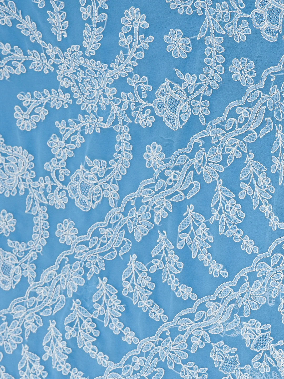 Ada Hand Embroidered Blue Georgette Lucknowi Chikankari Saree and Blouse 01A507050