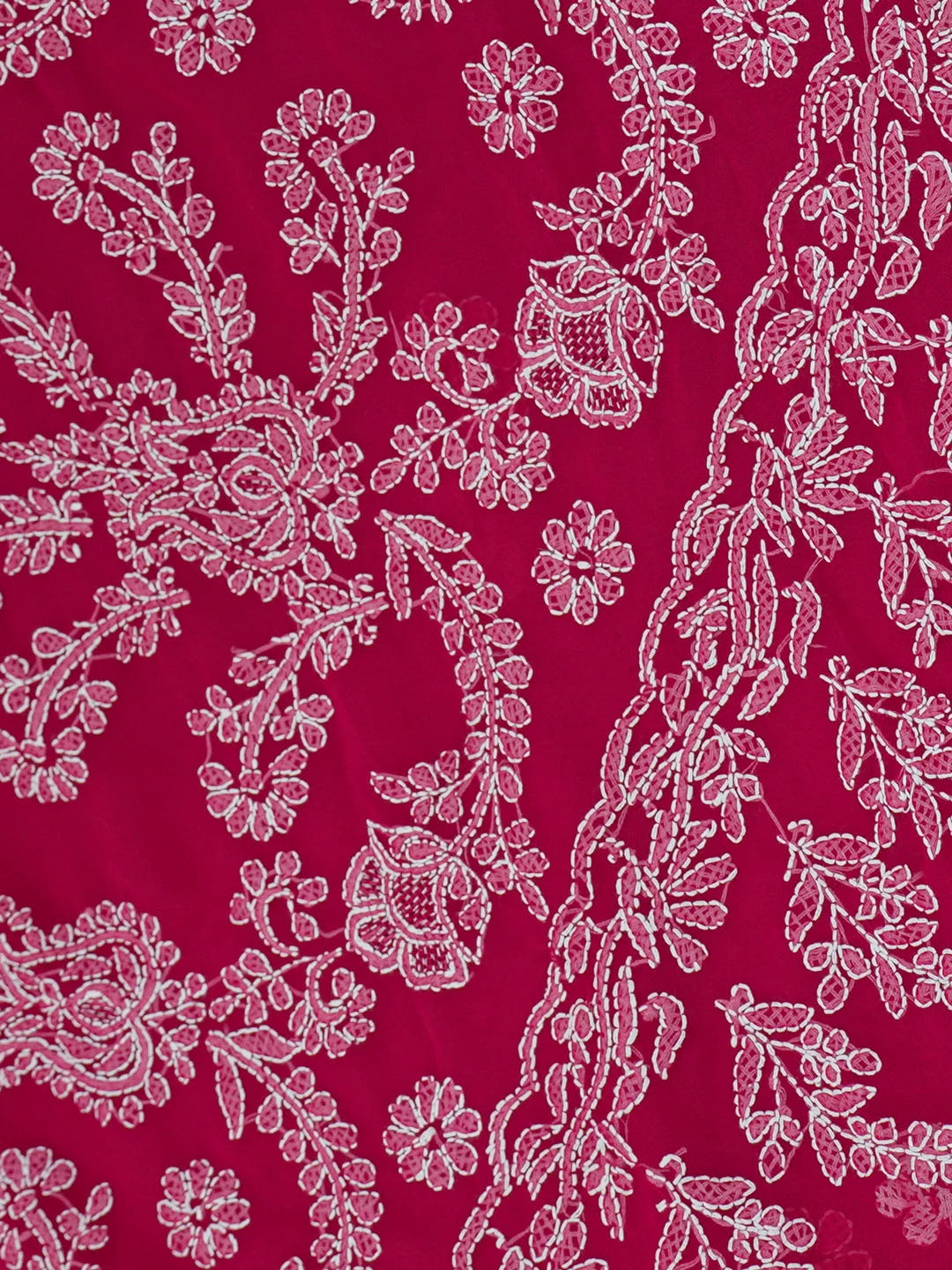 Ada Hand Embroidered Magenta Georgette Lucknowi Chikankari Saree and Blouse 01A627807