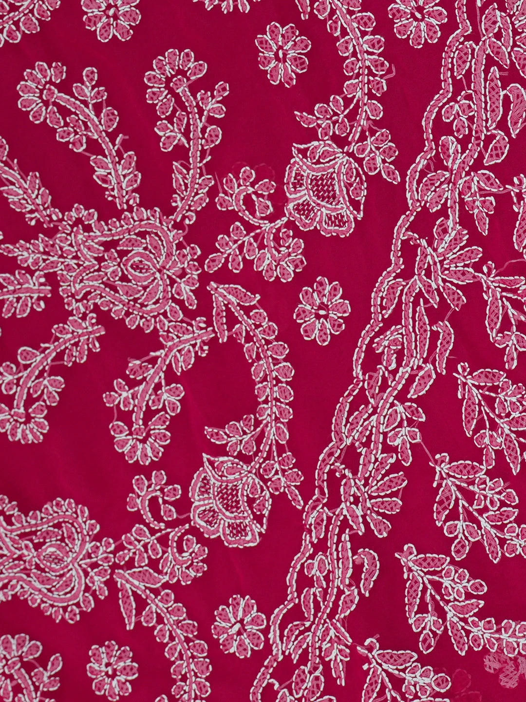 Ada Hand Embroidered Magenta Georgette Lucknowi Chikankari Saree and Blouse 01A627807