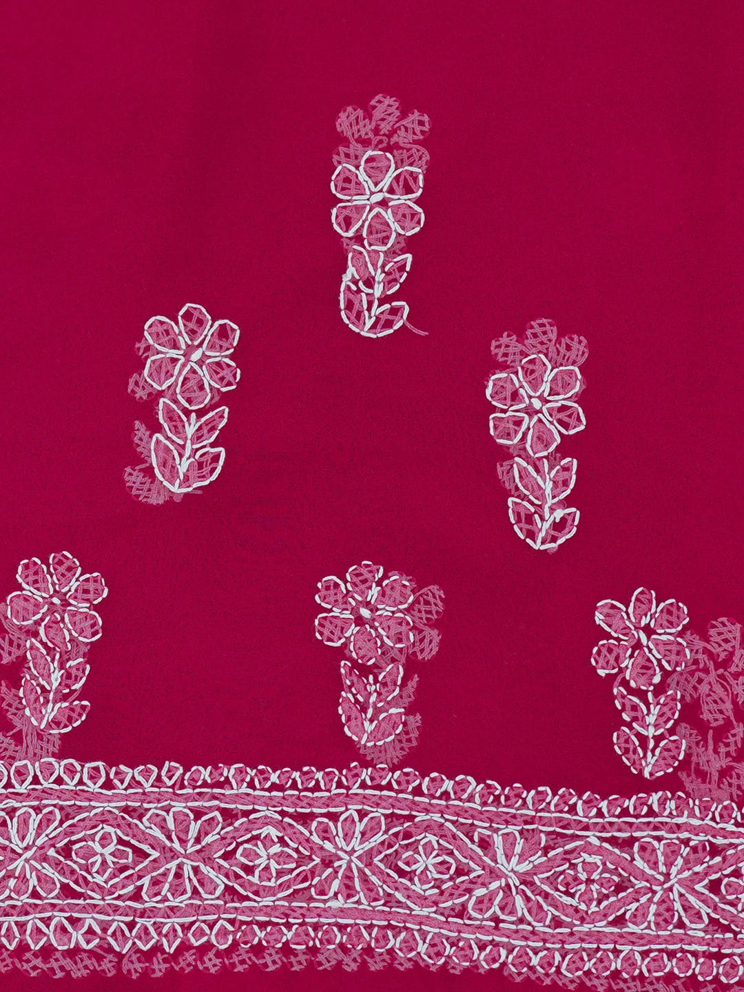 Ada Hand Embroidered Magenta Georgette Lucknowi Chikankari Saree and Blouse 01A627807