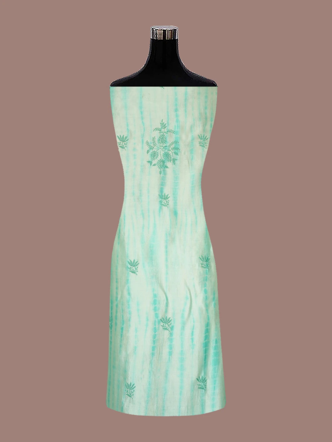 Ada Hand Embroidered Sea Green Silk Lucknowi Chikankari Unstitched Kurta Dupatta Set 01A647775