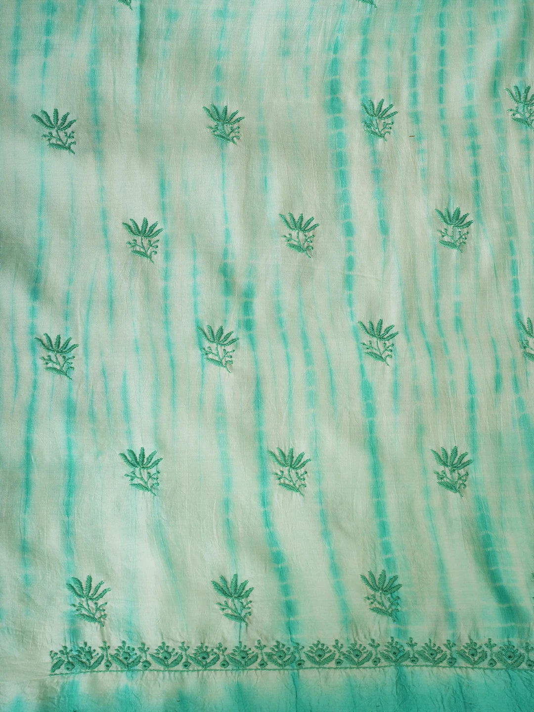 Ada Hand Embroidered Sea Green Silk Lucknowi Chikankari Unstitched Kurta Dupatta Set 01A647775