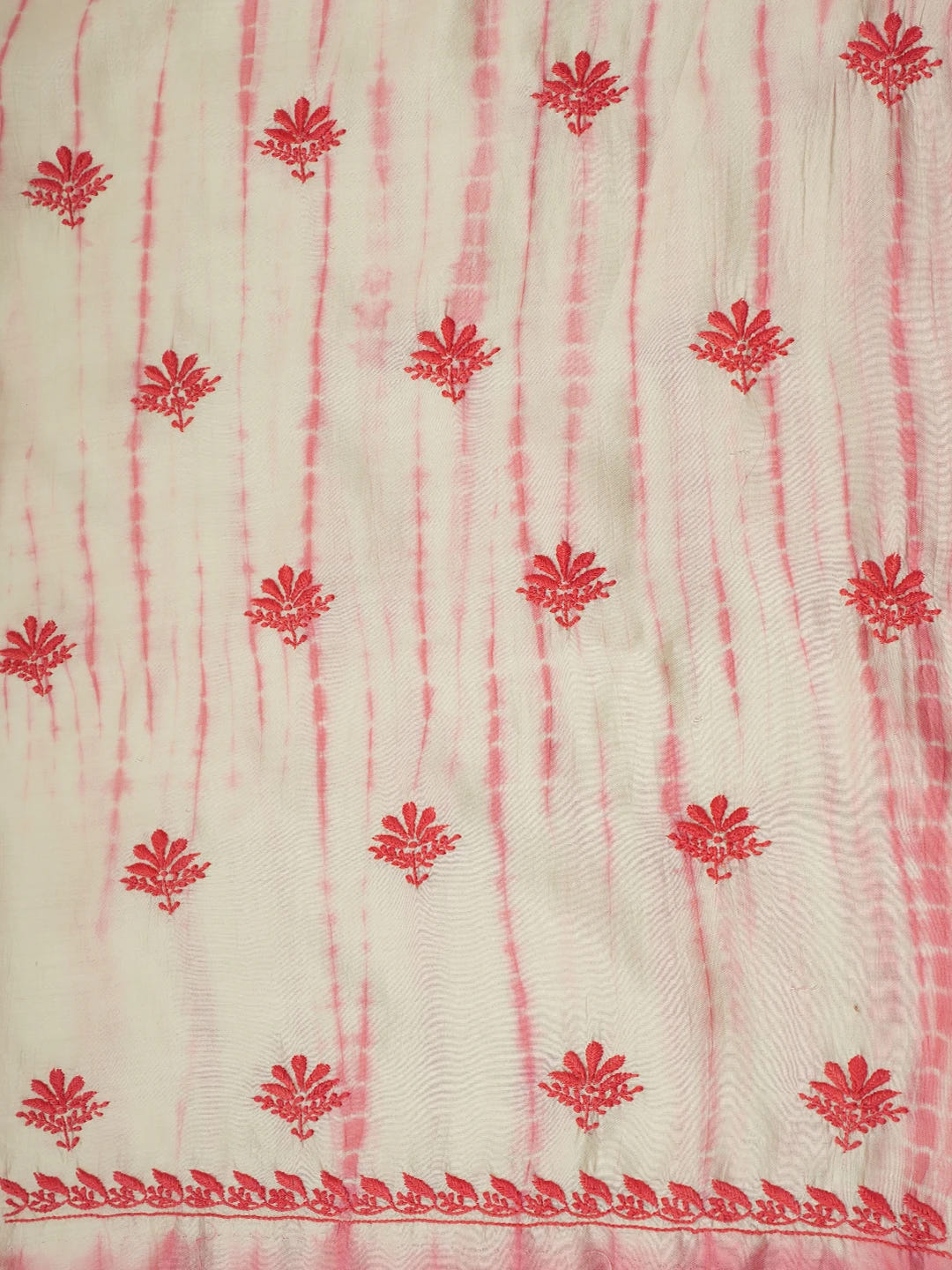 Ada Hand Embroidered Carrot Pink Silk Lucknowi Chikankari Unstitched Kurta Dupatta Set 01A641958