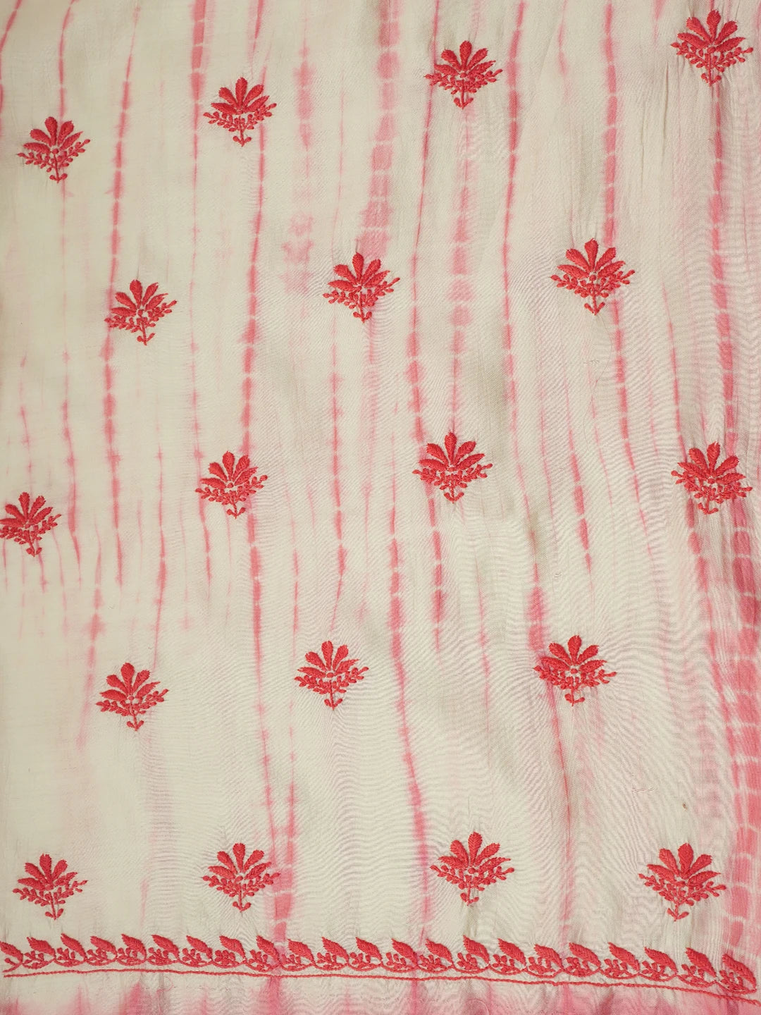Ada Hand Embroidered Carrot Pink Silk Lucknowi Chikankari Unstitched Kurta Dupatta Set 01A641958
