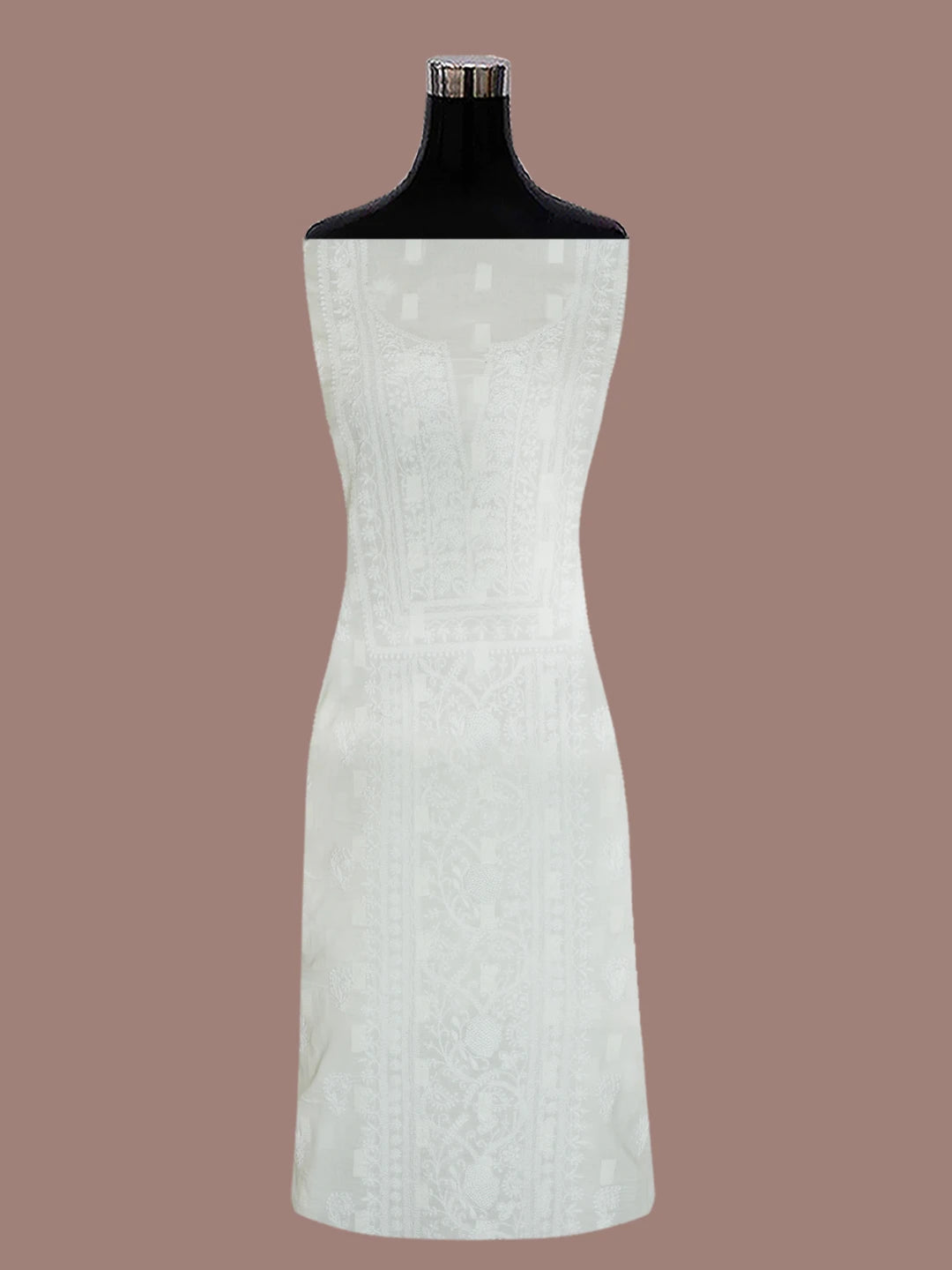 Ada Hand Embroidered White Cotton Lucknowi Chikankari Unstitched Kurta Dupatta Set 01A580342