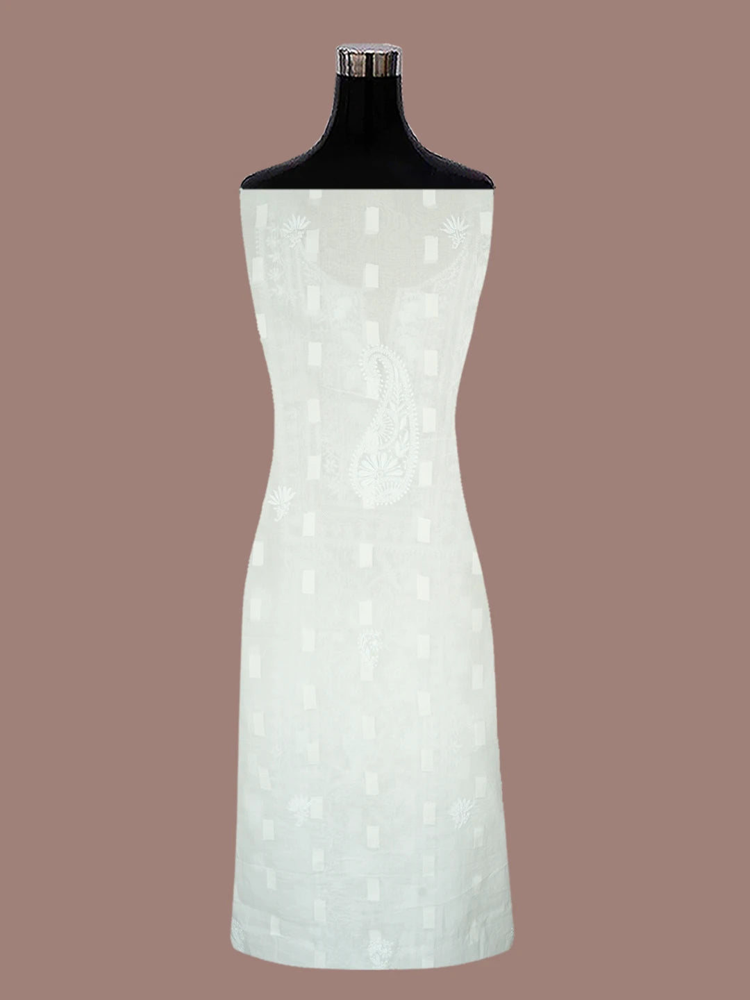 Ada Hand Embroidered White Cotton Lucknowi Chikankari Unstitched Kurta Dupatta Set 01A580342