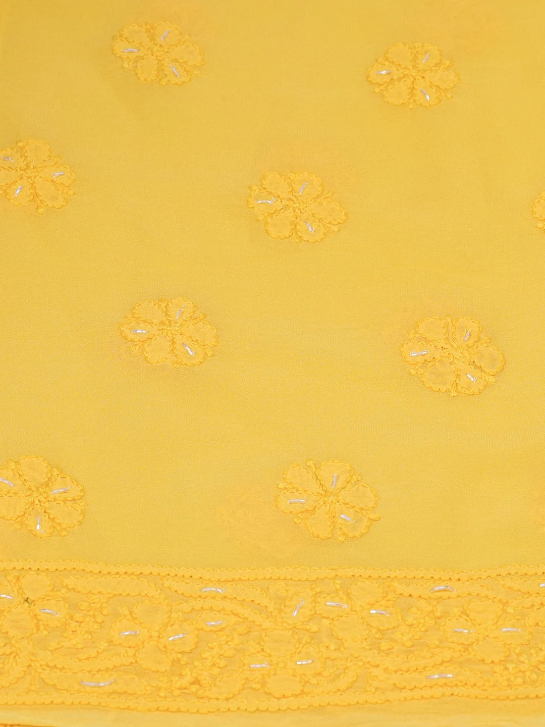 Ada Hand Embroidered Yellow Viscose Georgette Lucknowi Chikankari Unstitched Kurta Dupatta Set With Sequinned Work 01A666197