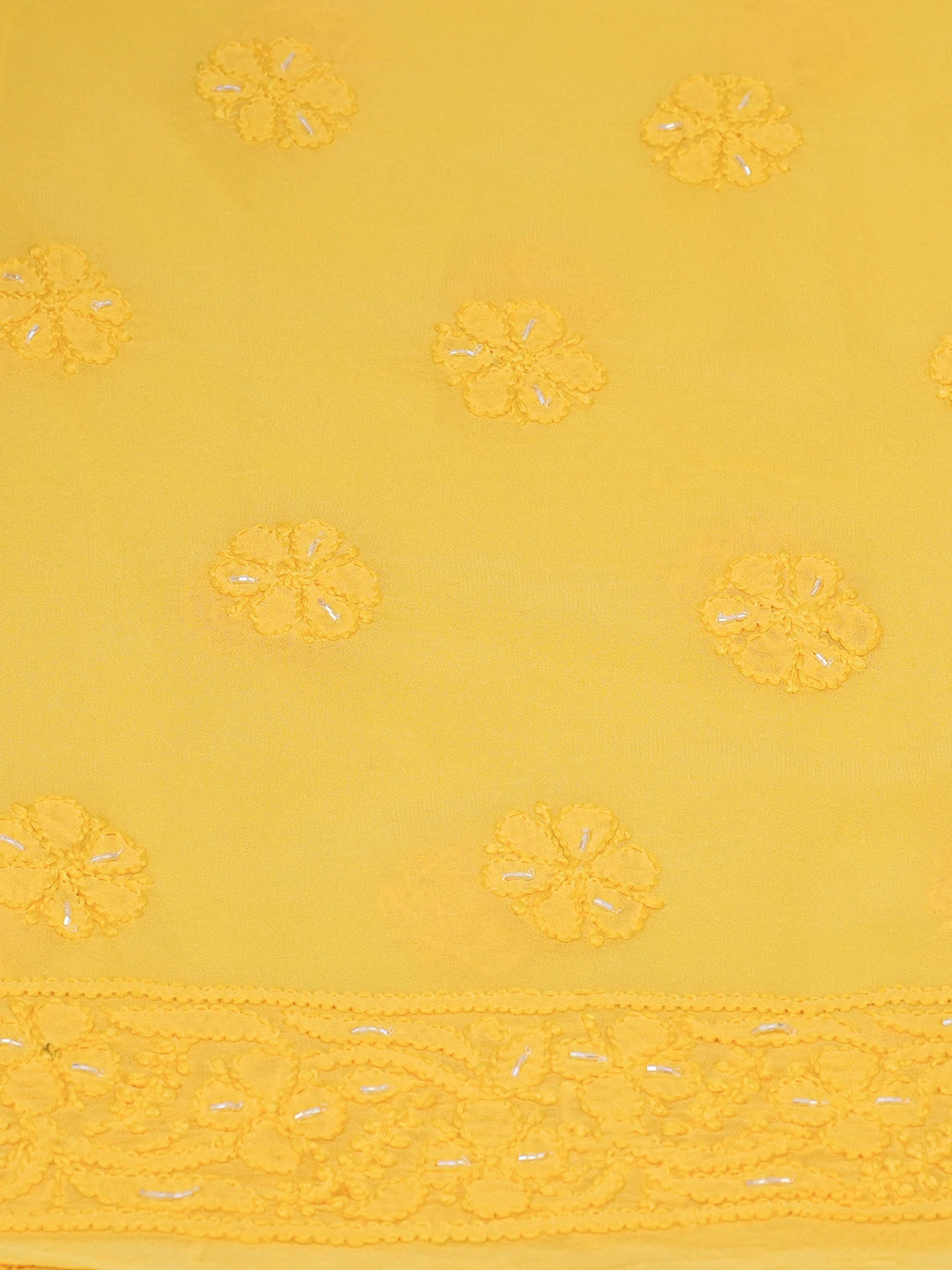 Ada Hand Embroidered Yellow Viscose Georgette Lucknowi Chikankari Unstitched Kurta Dupatta Set With Sequinned Work 01A666197