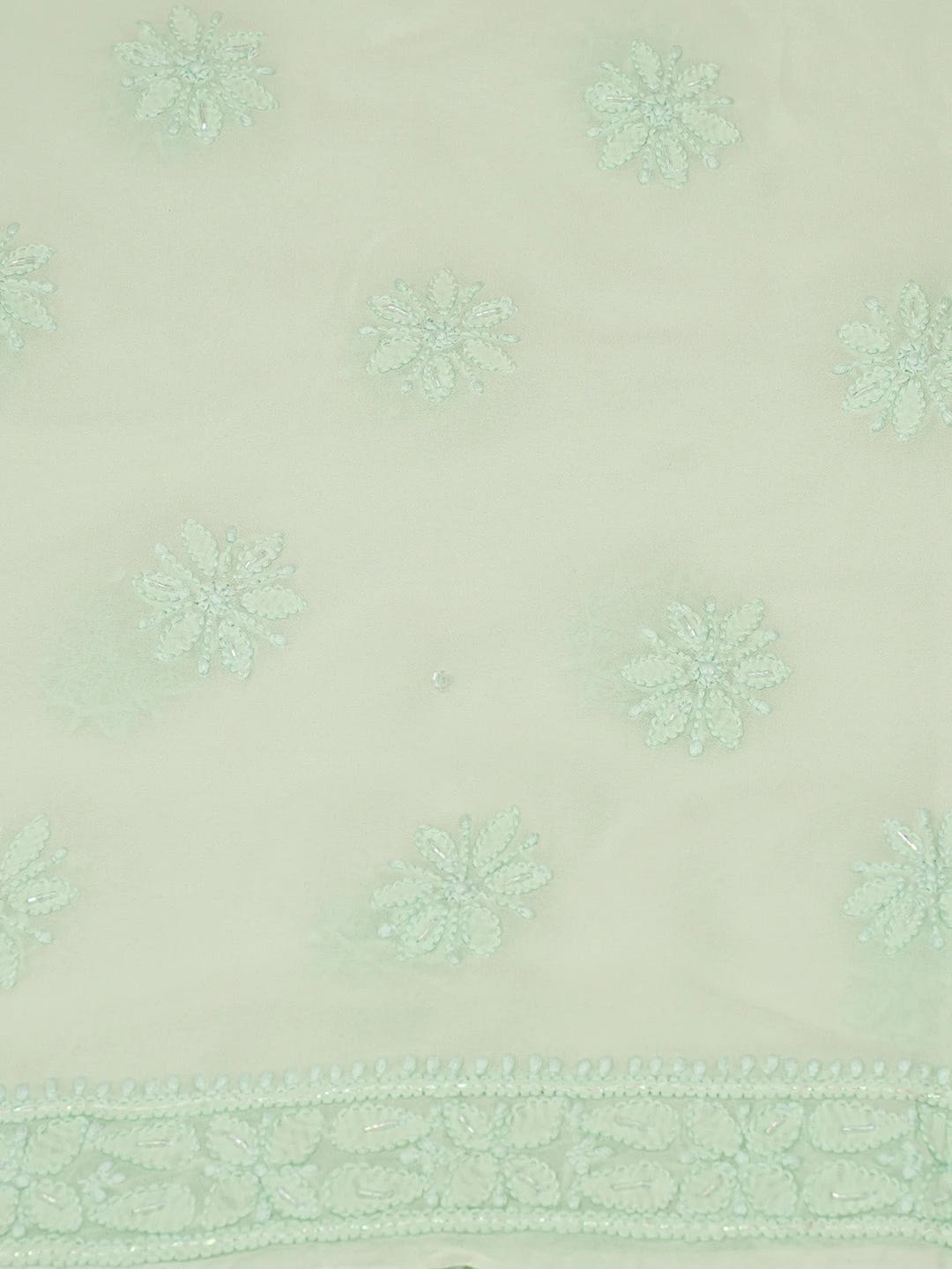 Ada Hand Embroidered Light Green Viscose Georgette Lucknowi Chikankari Unstitched Kurta Dupatta Set With Sequinned Work 01A666210