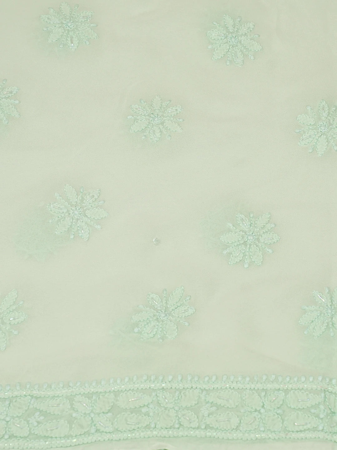 Ada Hand Embroidered Light Green Viscose Georgette Lucknowi Chikankari Unstitched Kurta Dupatta Set With Sequinned Work 01A666210