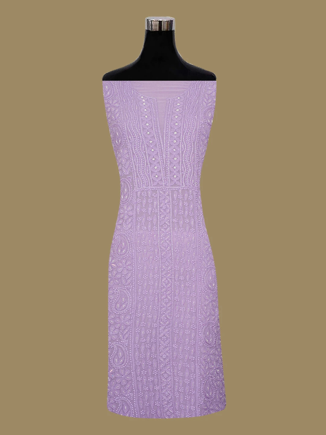 Ada Hand Embroidered Mauve Viscose Georgette Lucknowi Chikankari Unstitched Kurta Dupatta Set With Cutdana Work 01A666208