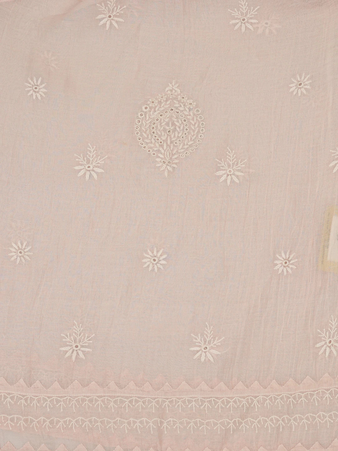 Ada Hand Embroidered Peach Chanderi Lucknowi Chikankari Semi-Stitched Kurta Piece 01A657828