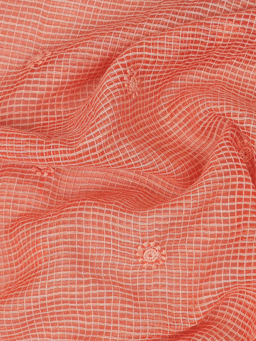 Ada Hand Embroidered Peach Kota Lucknowi Chikankari Unstitched Men's Kurta Piece 01A459844
