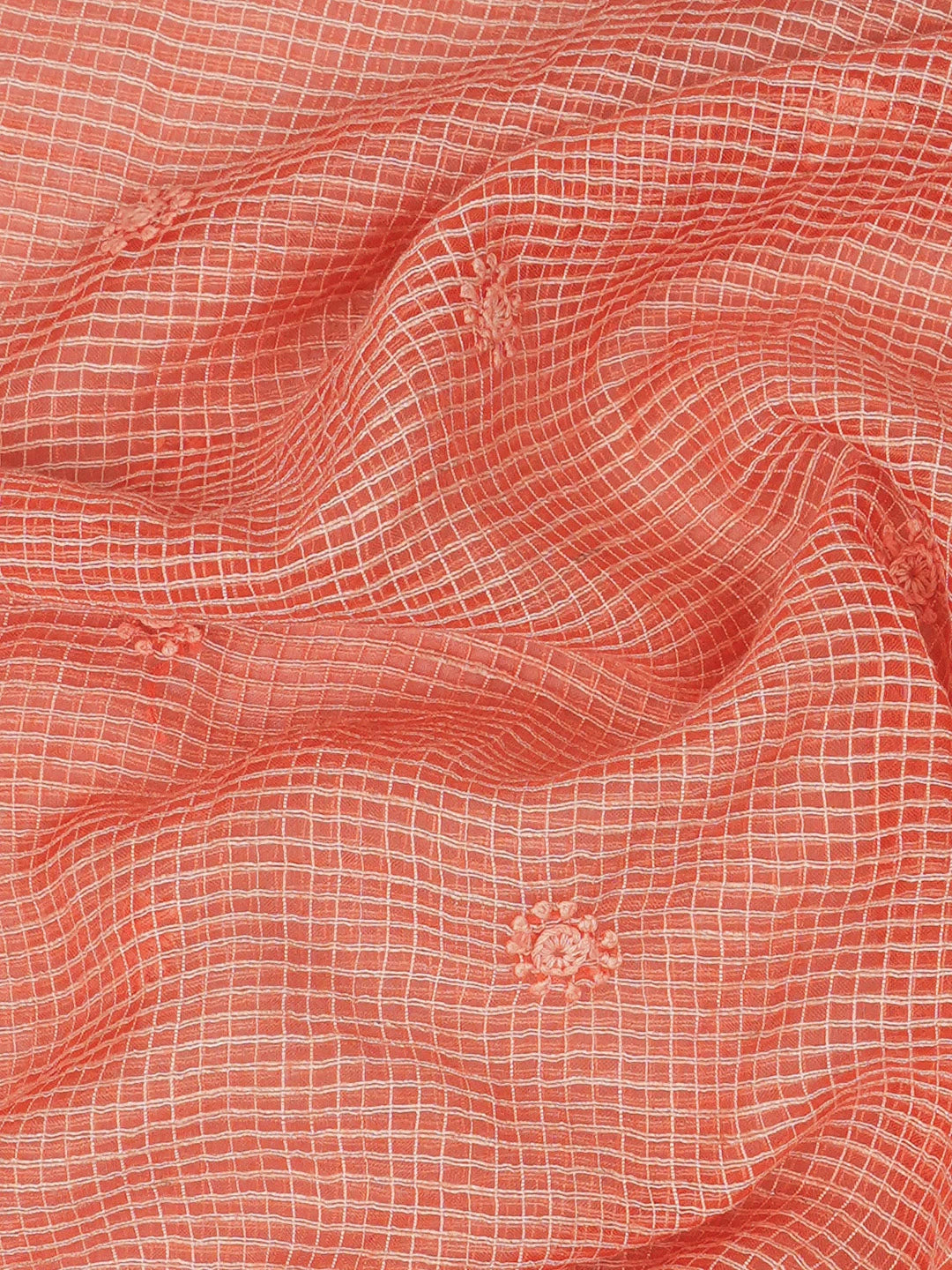 Ada Hand Embroidered Peach Kota Lucknowi Chikankari Unstitched Men's Kurta Piece 01A459844
