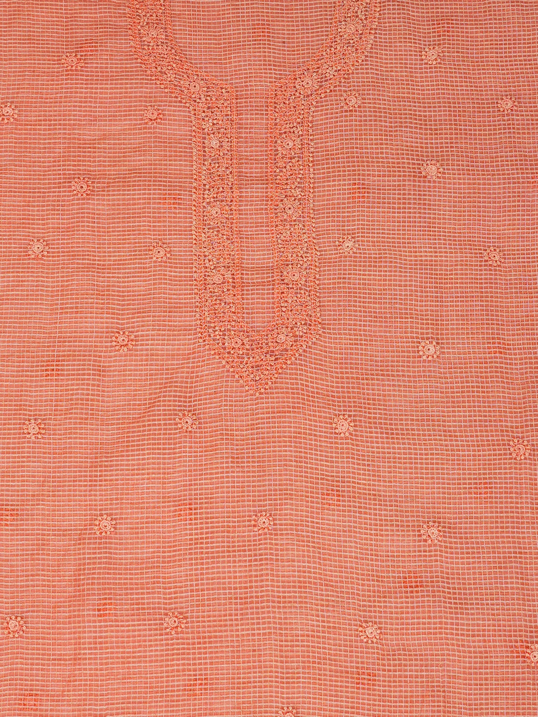 Ada Hand Embroidered Peach Kota Lucknowi Chikankari Unstitched Men's Kurta Piece 01A459844