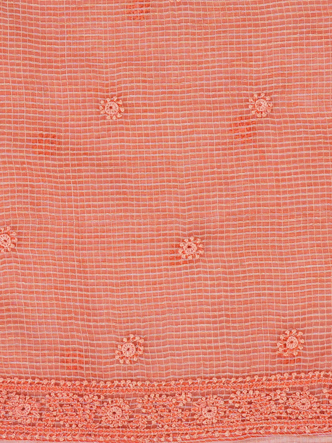 Ada Hand Embroidered Peach Kota Lucknowi Chikankari Unstitched Men's Kurta Piece 01A459844