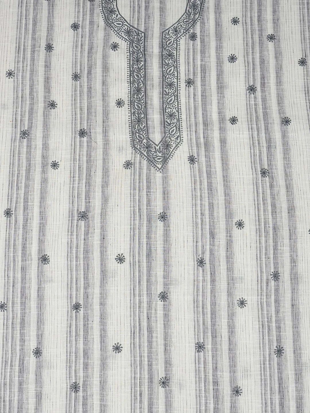 Ada Hand Embroidered White Cotton Lucknowi Chikankari Unstitched Men's Kurta Piece 01A642146