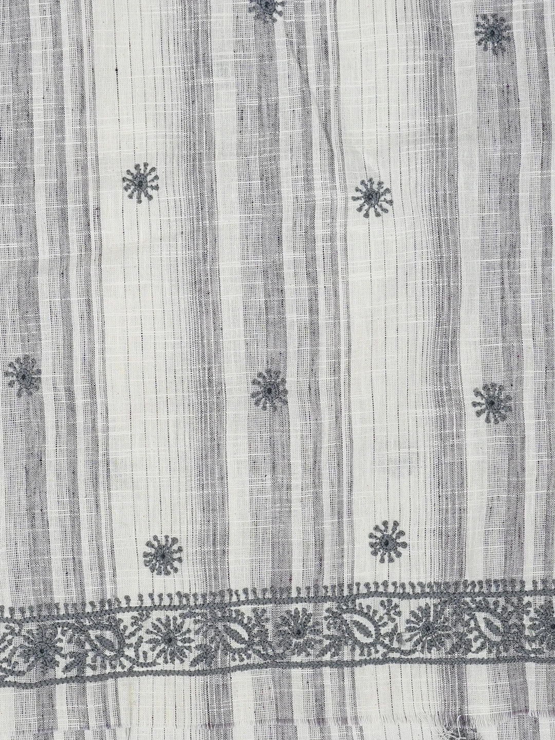 Ada Hand Embroidered White Cotton Lucknowi Chikankari Unstitched Men's Kurta Piece 01A642146