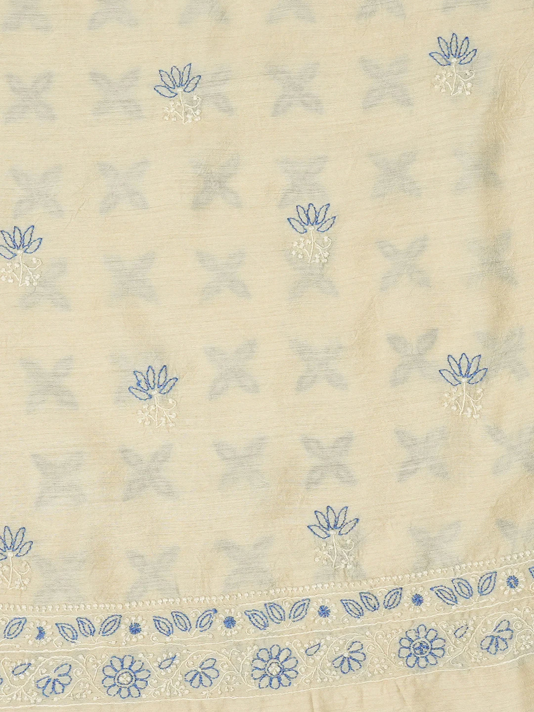 Ada Hand Embroidered Fawn Moonga Silk Lucknowi Chikankari Men's Kurta Piece 01A604562