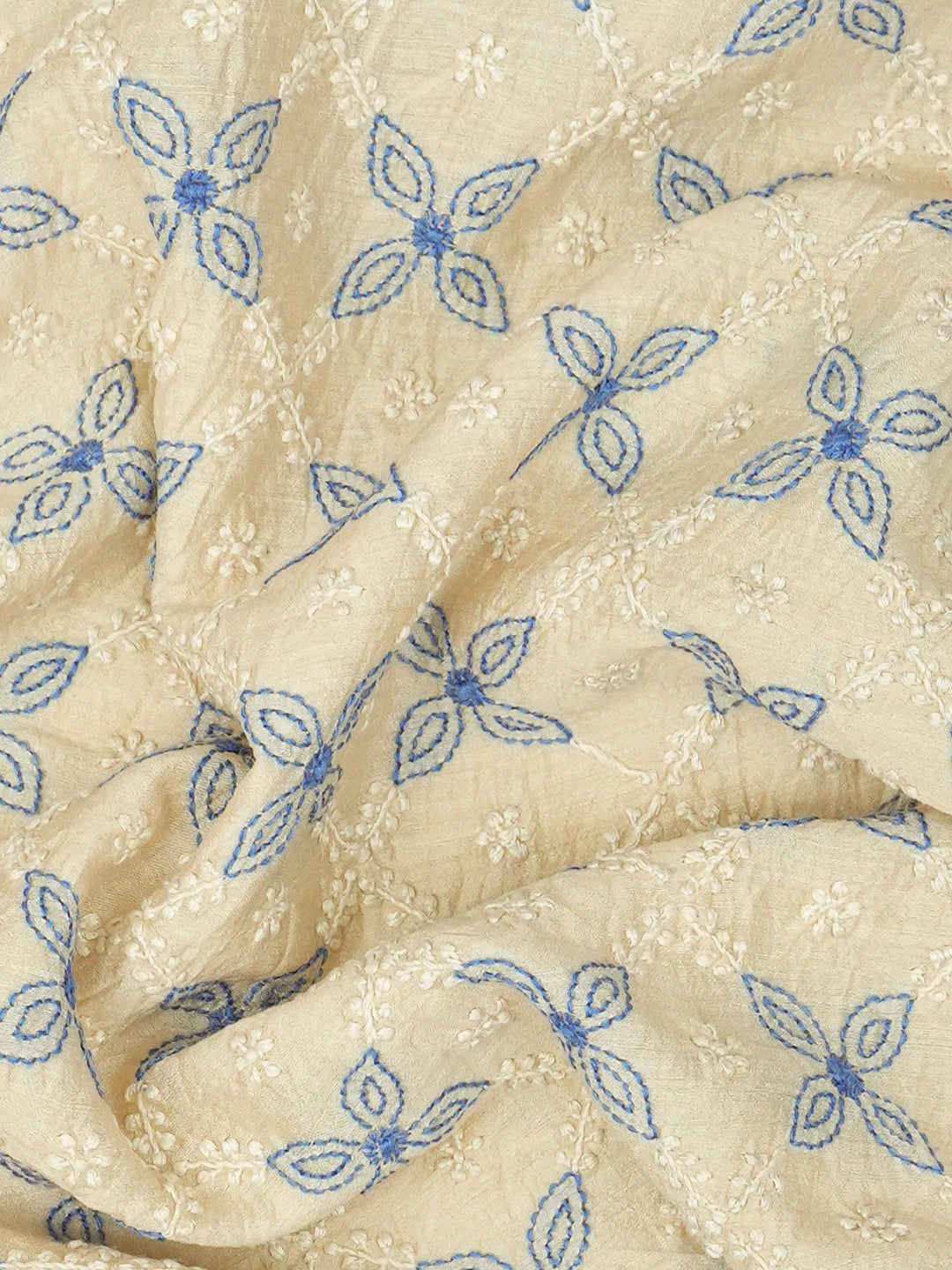 Ada Hand Embroidered Fawn Moonga Silk Lucknowi Chikankari Men's Kurta Piece 01A604562
