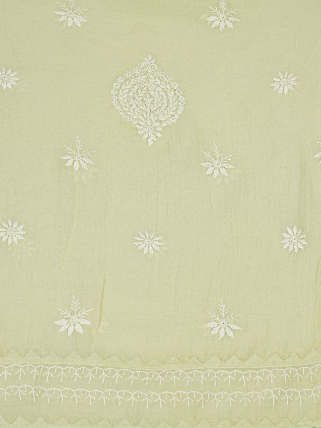 Ada Hand Embroidered Light Green Chanderi Lucknowi Chikankari  Semi-stitched Kurta Dupatta Set 01A657829