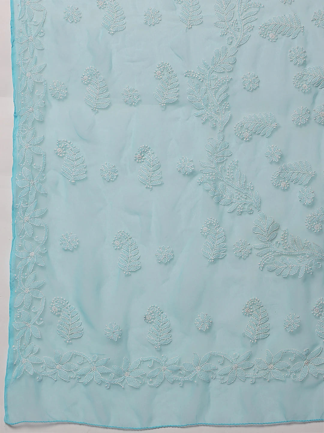 Ada Hand Embroidered Blue Georgette Lucknowi Chikankari Saree with Blouse A130075