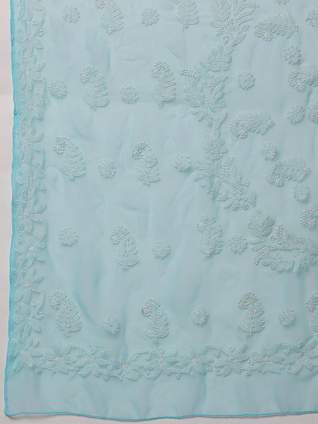 Ada Hand Embroidered Blue Georgette Lucknowi Chikankari Saree with Blouse A130075