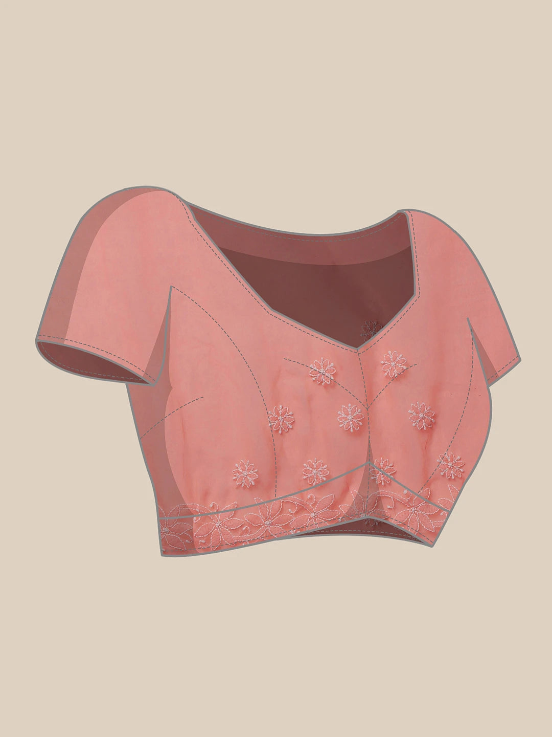 Ada Hand Embroidered Peach Georgette Lucknowi Chikankari Saree With Blouse A130092