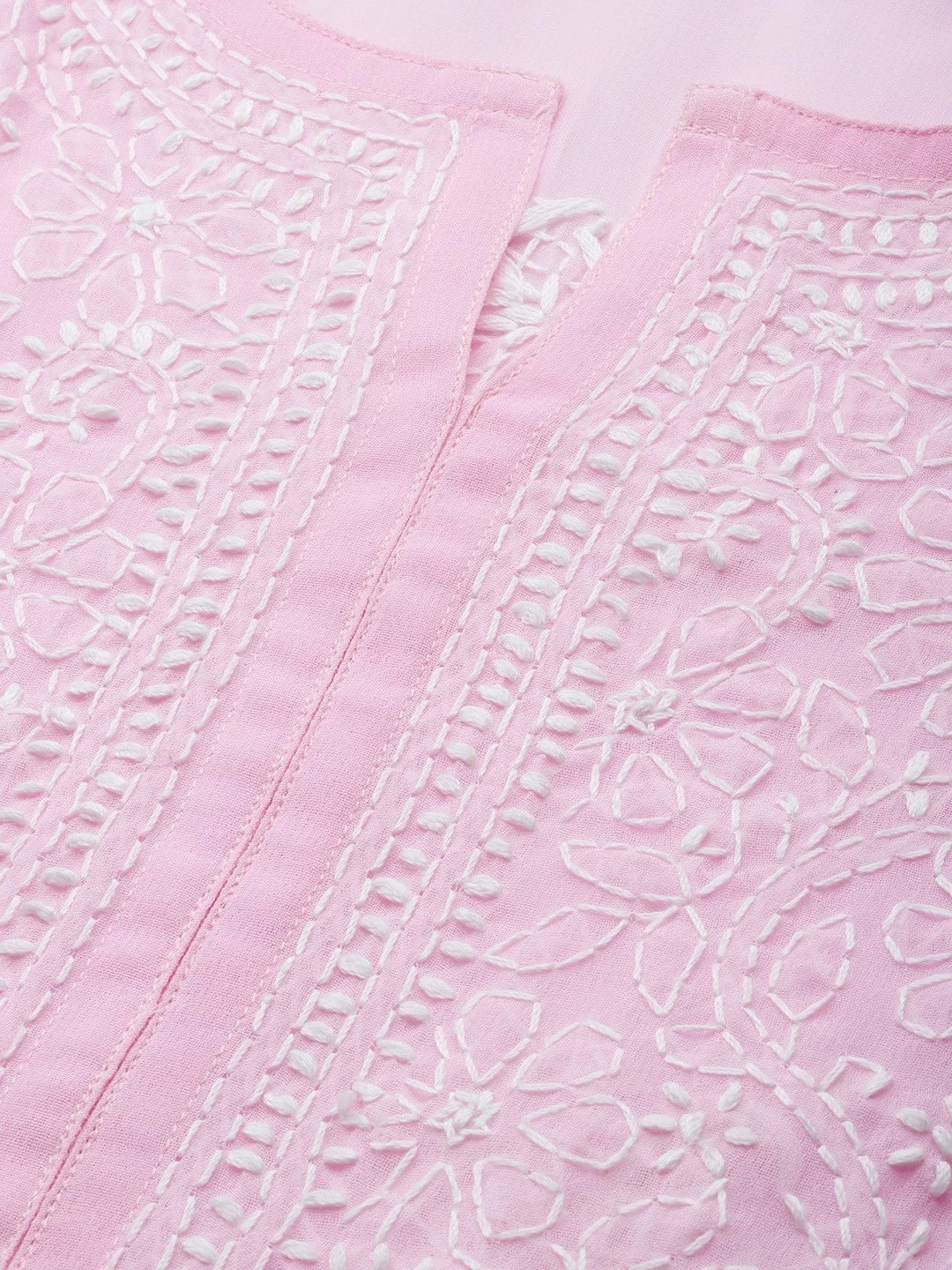 Ada Hand Embroidered Baby Pink Gerogette Lucknowi Chikankari Straight Kurta A95581