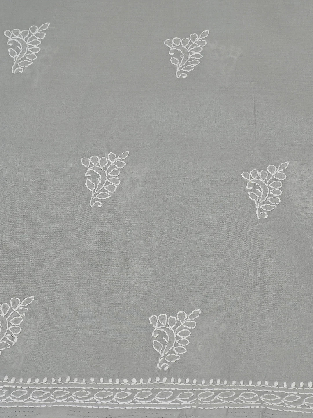 Ada Hand Embroidered Grey Cotton Lucknowi Chikankari Unstitched Suit Piece 01A676999