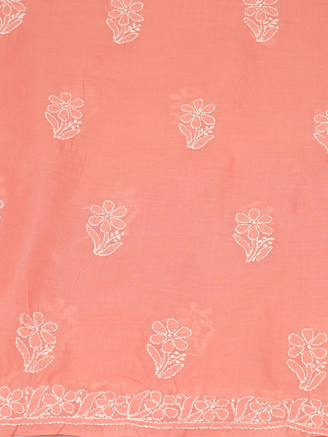 Ada Hand Embroidered Carrot Pink Cotton Lucknowi Chikankari Unstitched Suit Piece 01A677395