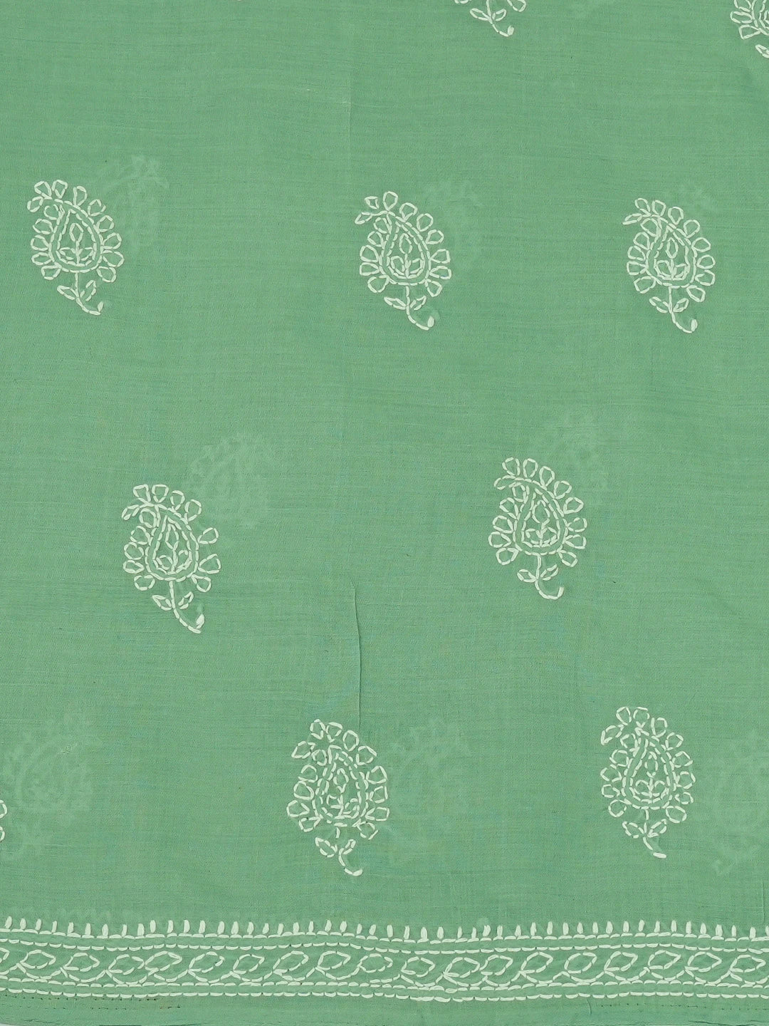 Ada Hand Embroidered Green Cotton Lucknowi Chikankari Unstitched Suit Piece 01A677007