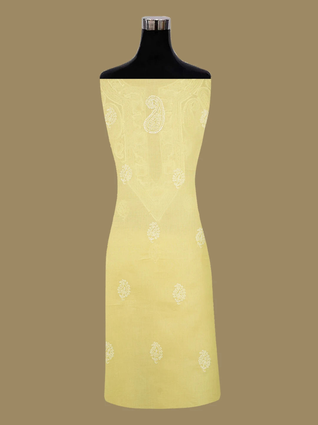 Ada Hand Embroidered Yellow Cotton Lucknowi Chikankari Unstitched Suit Piece 01A676998