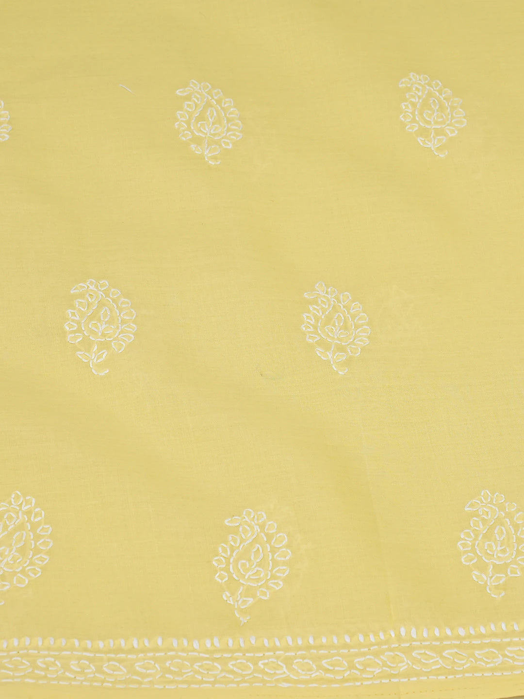 Ada Hand Embroidered Yellow Cotton Lucknowi Chikankari Unstitched Suit Piece 01A676998