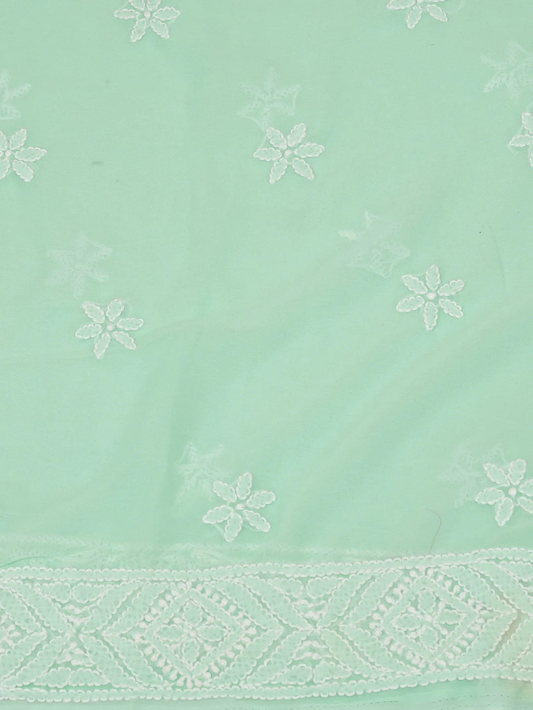 Ada Hand Embroidered Sea Green Georgette Lucknowi Chikankari Unstitched Kurta Dupatta Set 01A670804
