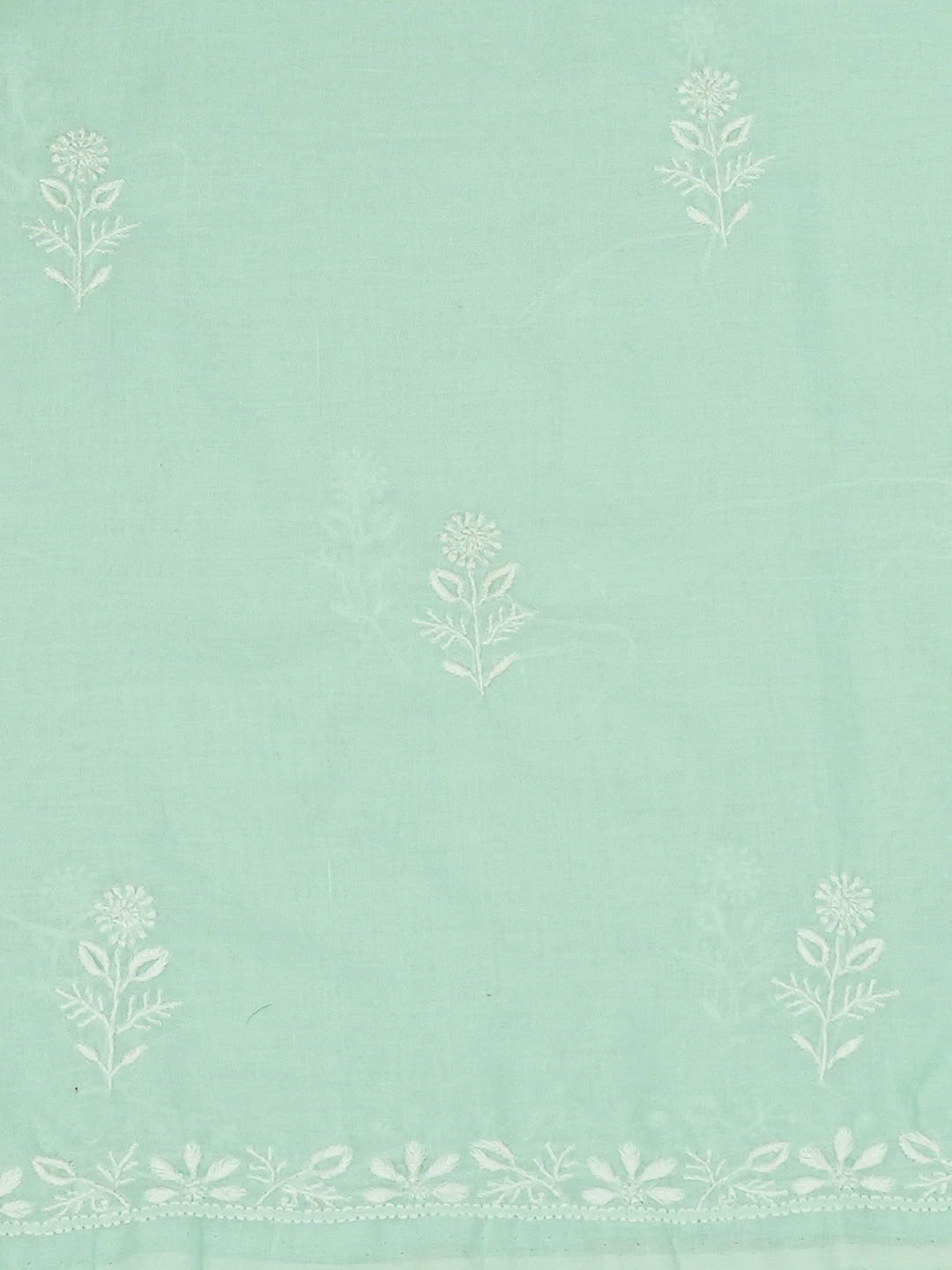 Ada Hand Embroidered Sea Green Cotton Lucknowi Chikankari Unstitched Suit Piece 01A646060