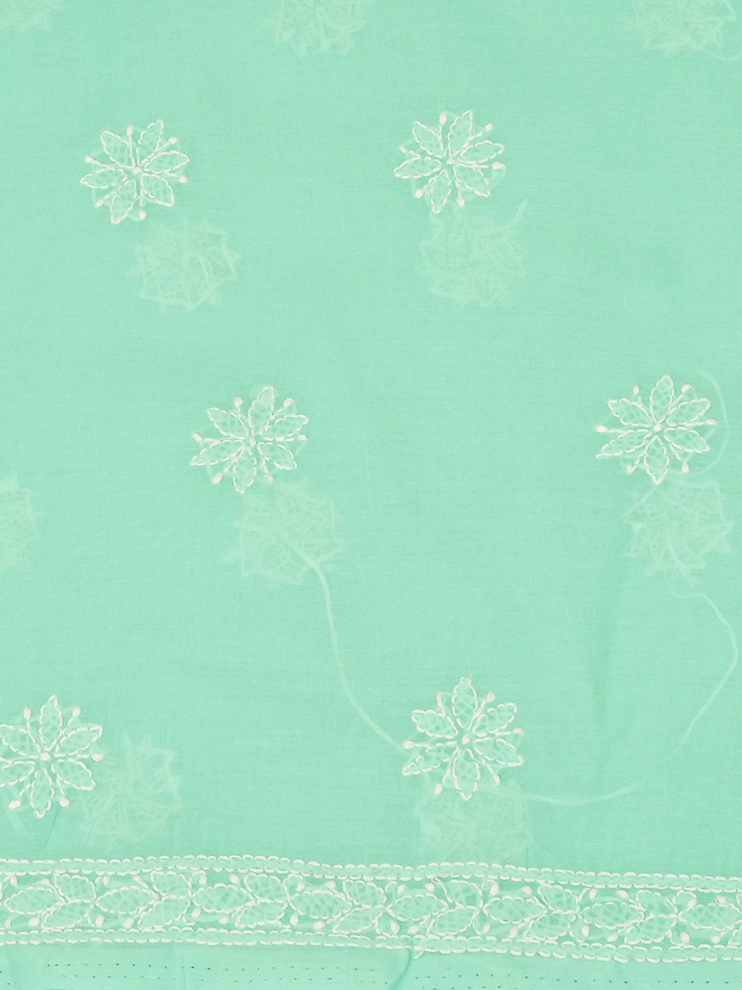 Ada Hand Embroidered Sea Green Cotton Lucknowi Chikankari Unstitched Suit Piece 01A670944