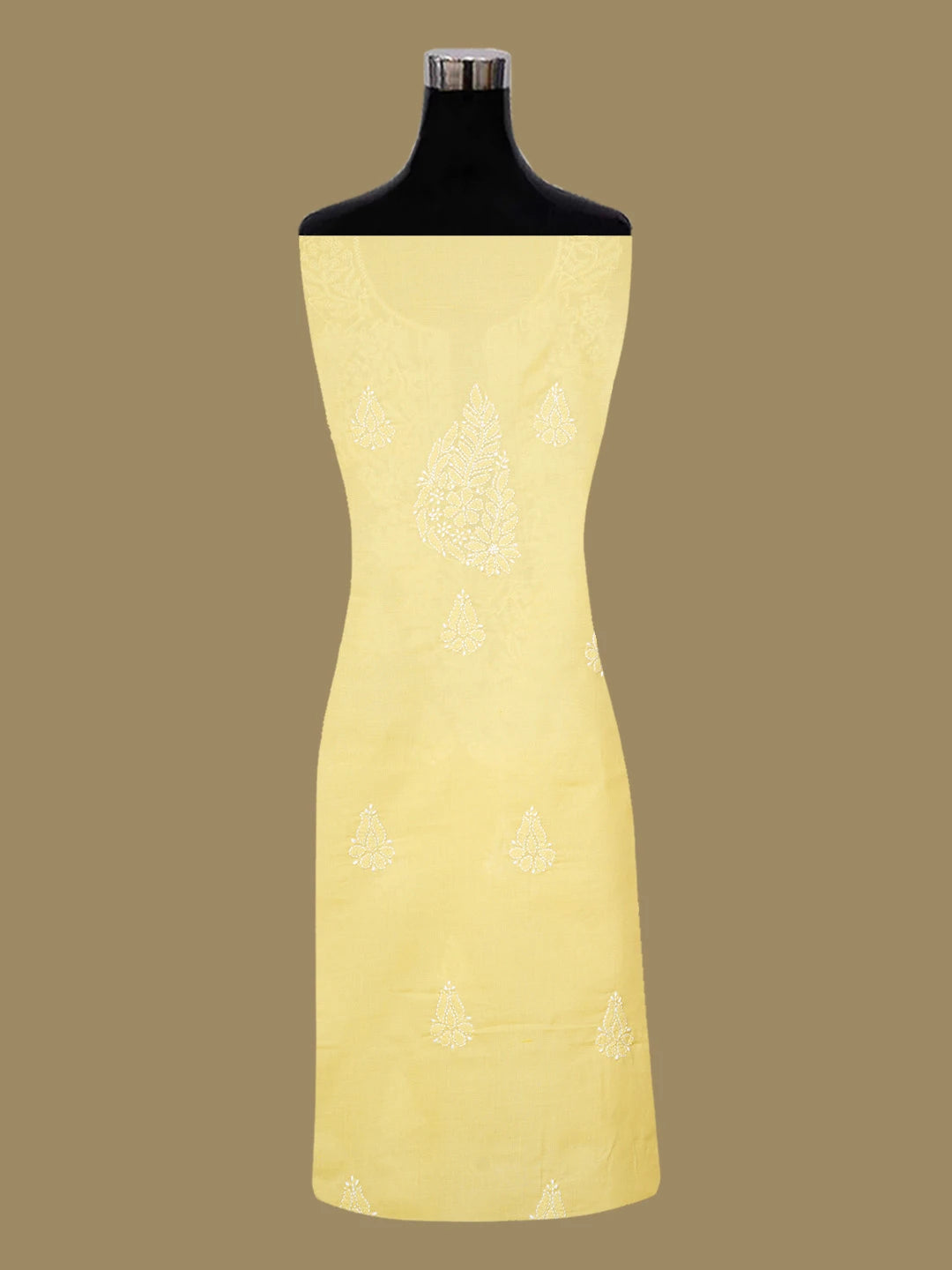 Ada Hand Embroidered Yellow Cotton Lucknowi Chikankari Unstitched Suit Piece 01A677270