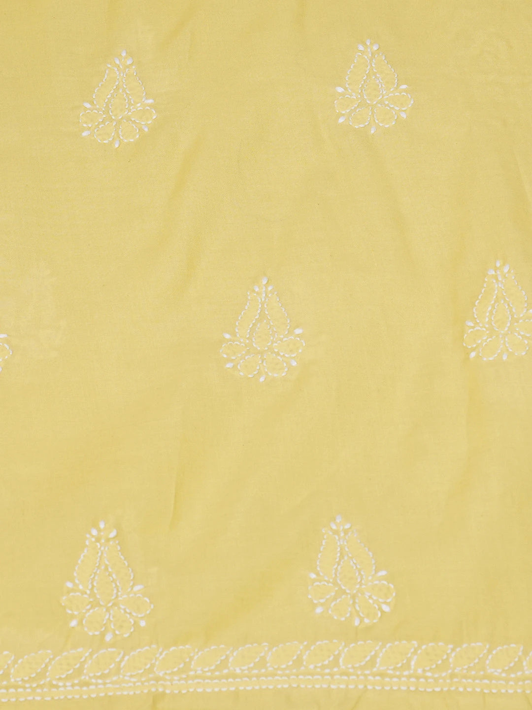 Ada Hand Embroidered Yellow Cotton Lucknowi Chikankari Unstitched Suit Piece 01A677270